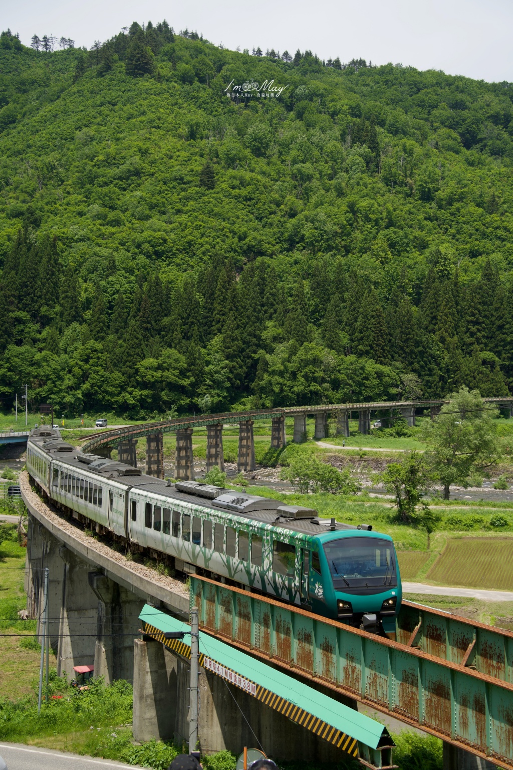 只見線初夏攝影記錄｜「Resort白神號（リゾートしらかみ 橅編成）」駛入只見線：難得一見的新綠鐵道風景 @偽日本人May．食遊玩樂