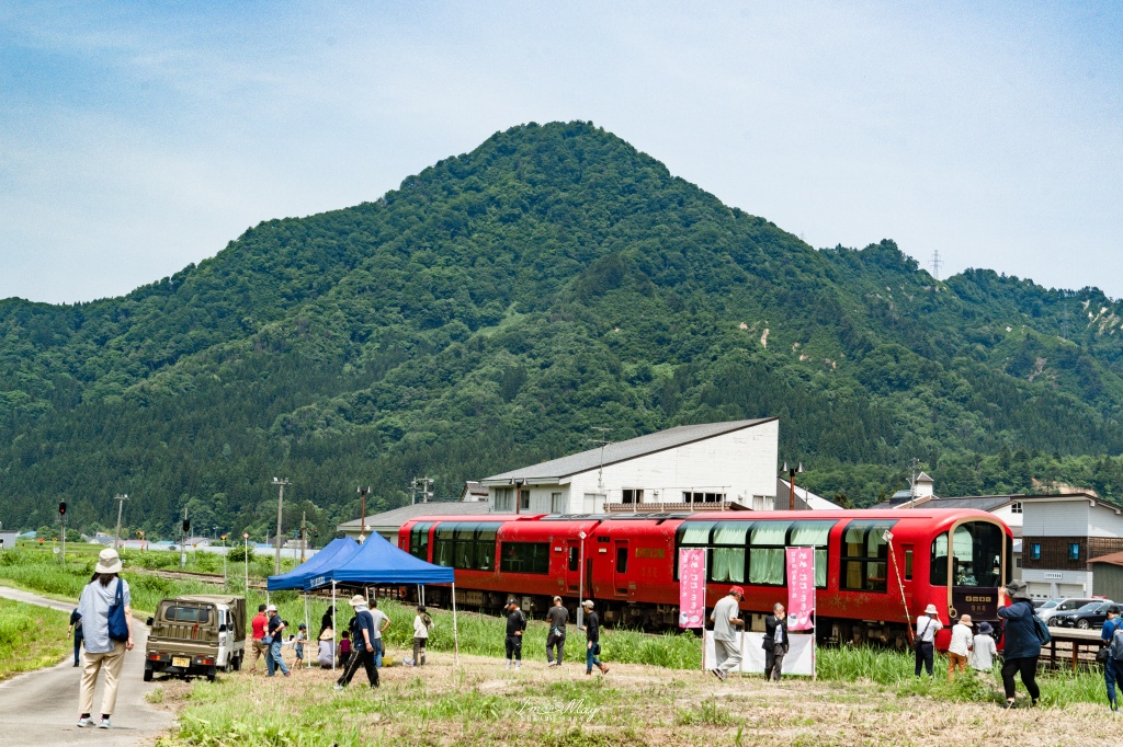 初夏只見線攝影記錄｜新潟奢華觀光列車「雪月花」首度駛入只見線，火山紅列車與初夏溪谷的夢幻相遇 @偽日本人May．食遊玩樂